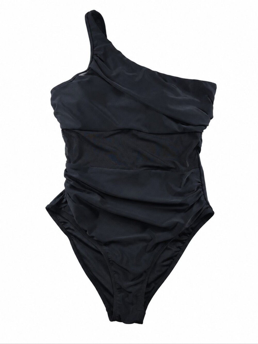 Cupshe One Shoulder Mesh Cutout Ruched Tummy Control Swimsuit L